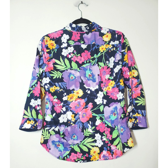 Lauren Ralph Lauren Womens Medium Top Button‎ Front Long Sleeve Floral Colorful - Picture 3 of 8